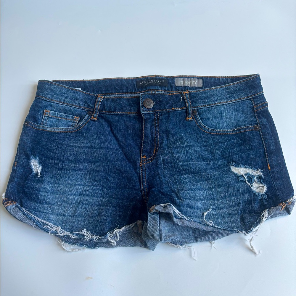 Aeropostale shorty distressed blue jeans short women’s 8